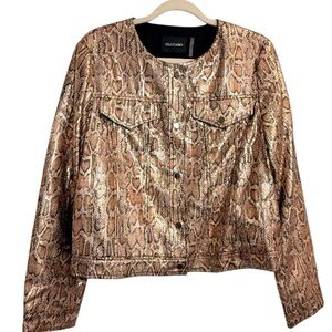 Dolce Cabo Snake Skin Blazer With Front Pockets In Gold & Bronze Color, Size: L